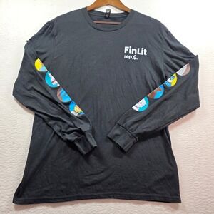 District FinLit rep4 Long Sleeve Graphic Tee Black Mens Size Large Sleeve Print